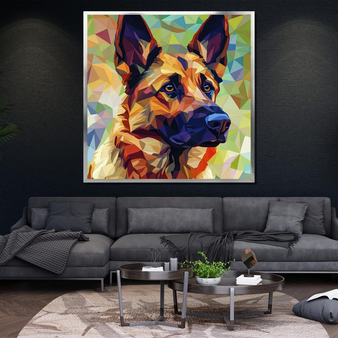 German Shepherd Painting Vibrant Geometric Dog Art Modern Wall Decor Gift For Pet And Art Lovers - Image 4