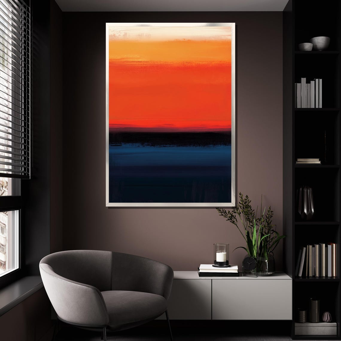 Mark Rothko Painting Sunset Red And Blue Abstract Art Modern Wall Decor Mid Century Gift Large Artwork - Image 4