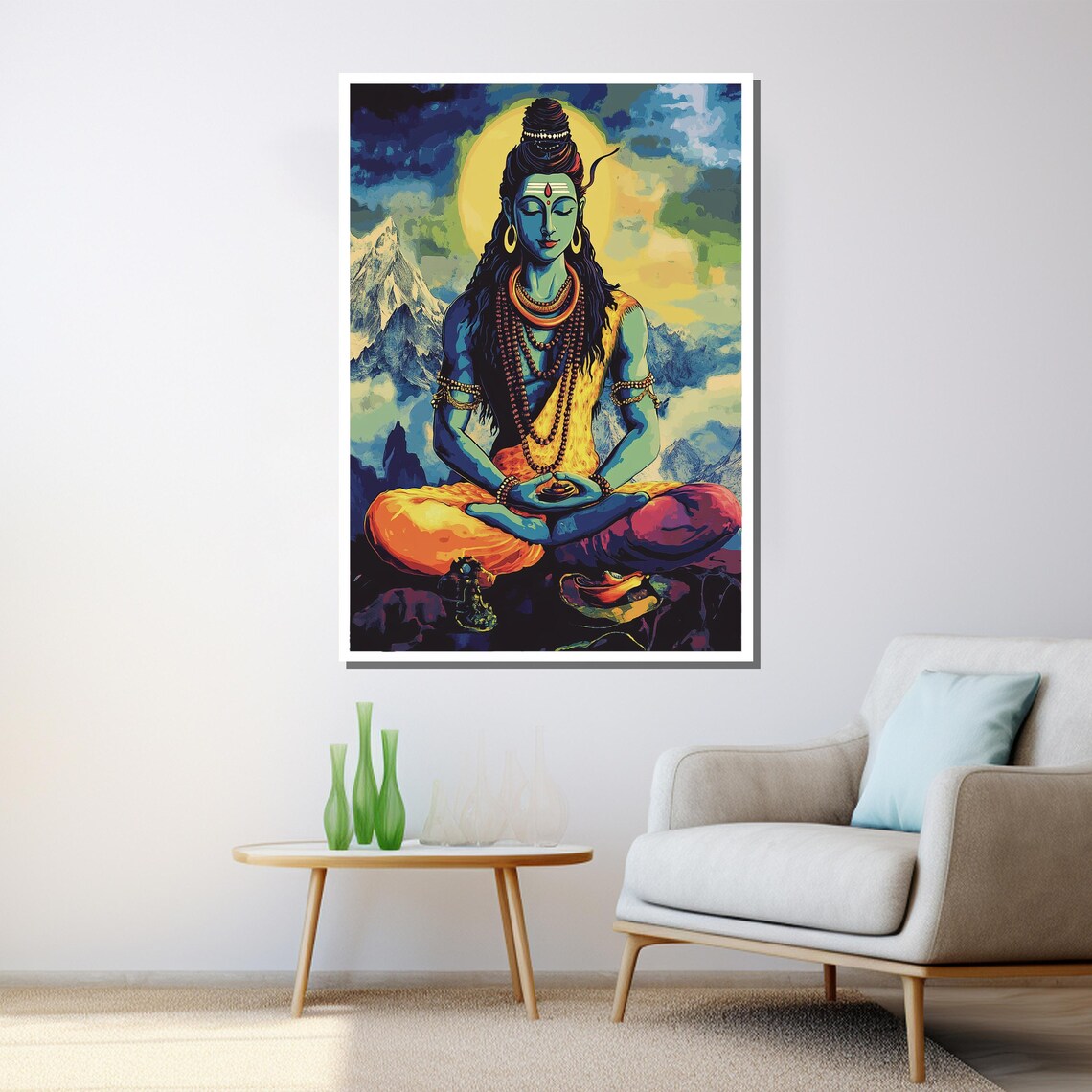 Shiva Meditation Colorful Hindu God Painting Spiritual Wall Art Poster - Image 3