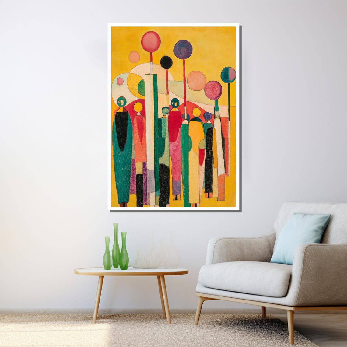 Colorful Abstract Figures Painting Modern Wall Art Unique Gift For Living Room Bold Home Decor Statement Piece - Image 3