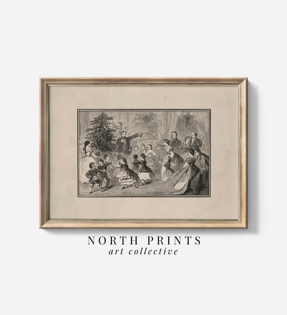 Christmas Eve Antique Sketch Vintage Holiday Art Print