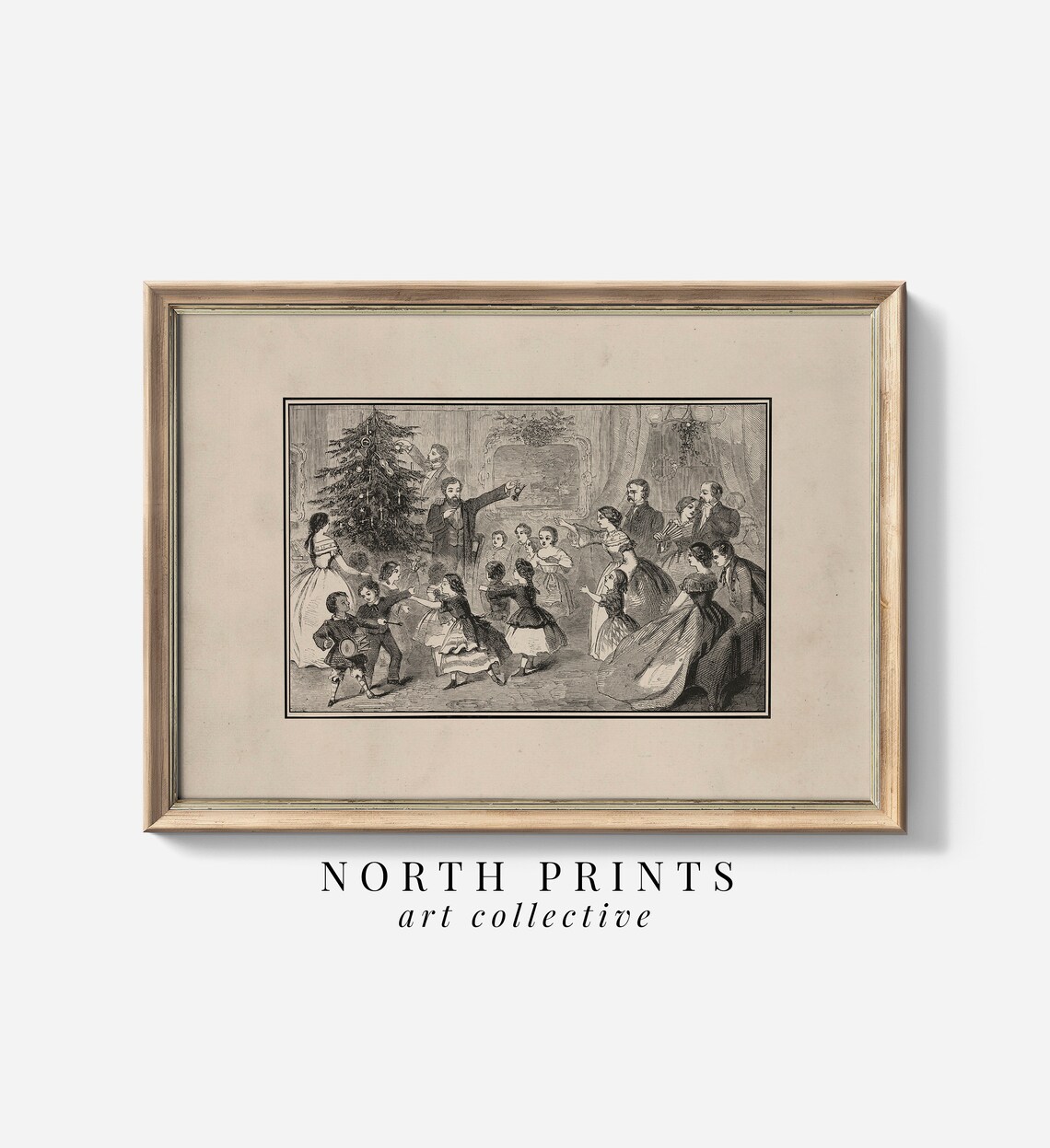 Christmas Eve Antique Sketch Vintage Holiday Art Print