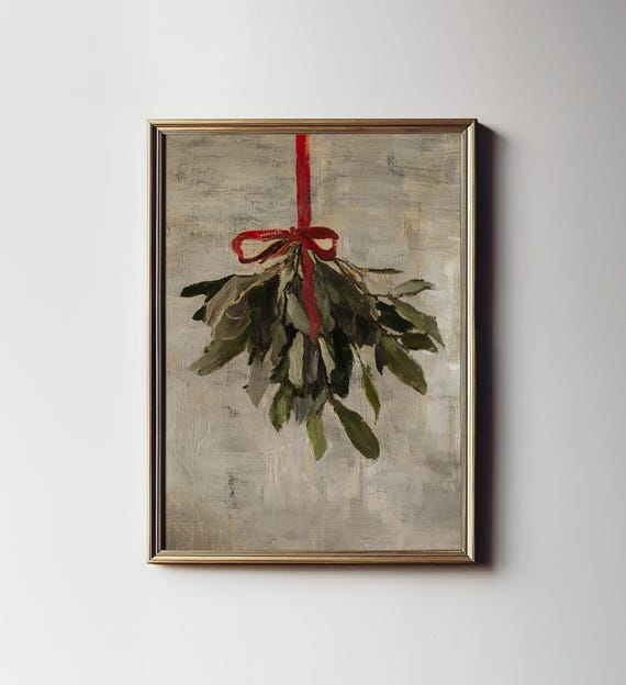 Christmas Mistletoe Farmhouse Holiday Art Print