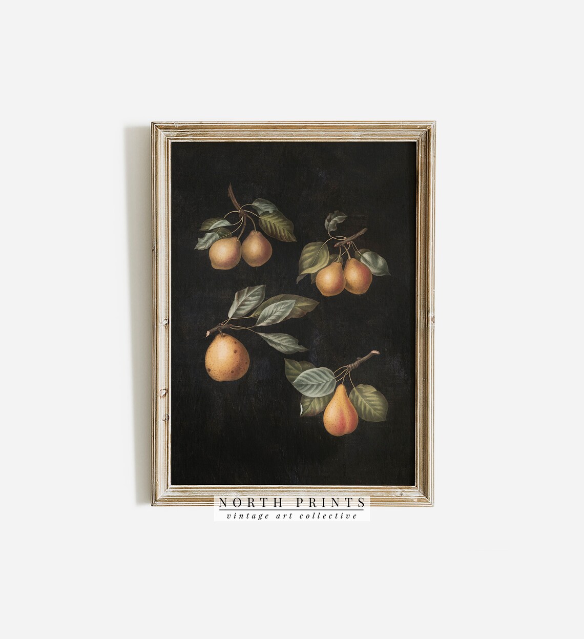 Vintage Moody Kitchen Fruit Pear Painting Dark Wall Art North Prints Shop 1288 - Image 3
