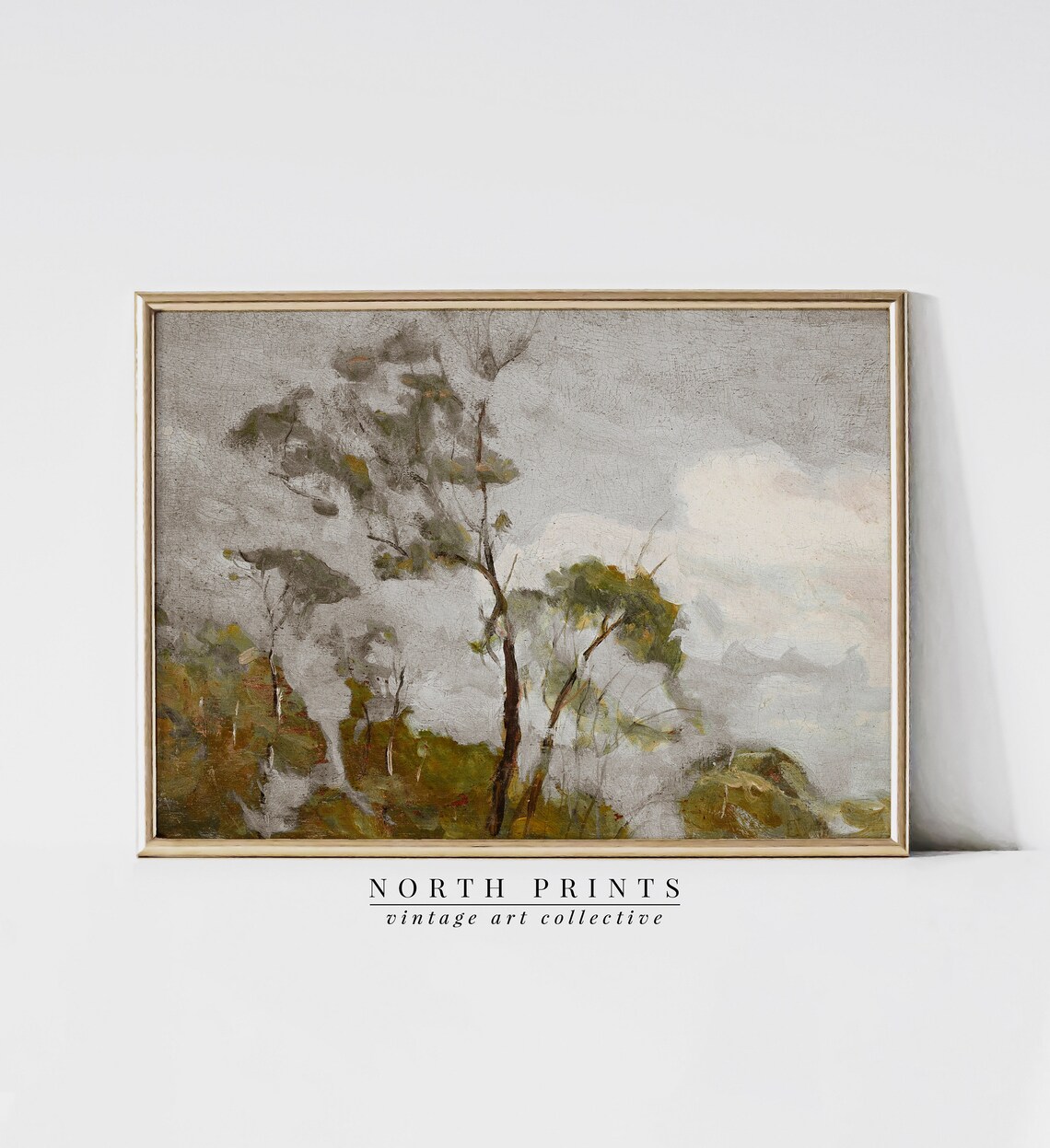 Modern Farmhouse Landscape Scene Vintage Art Print