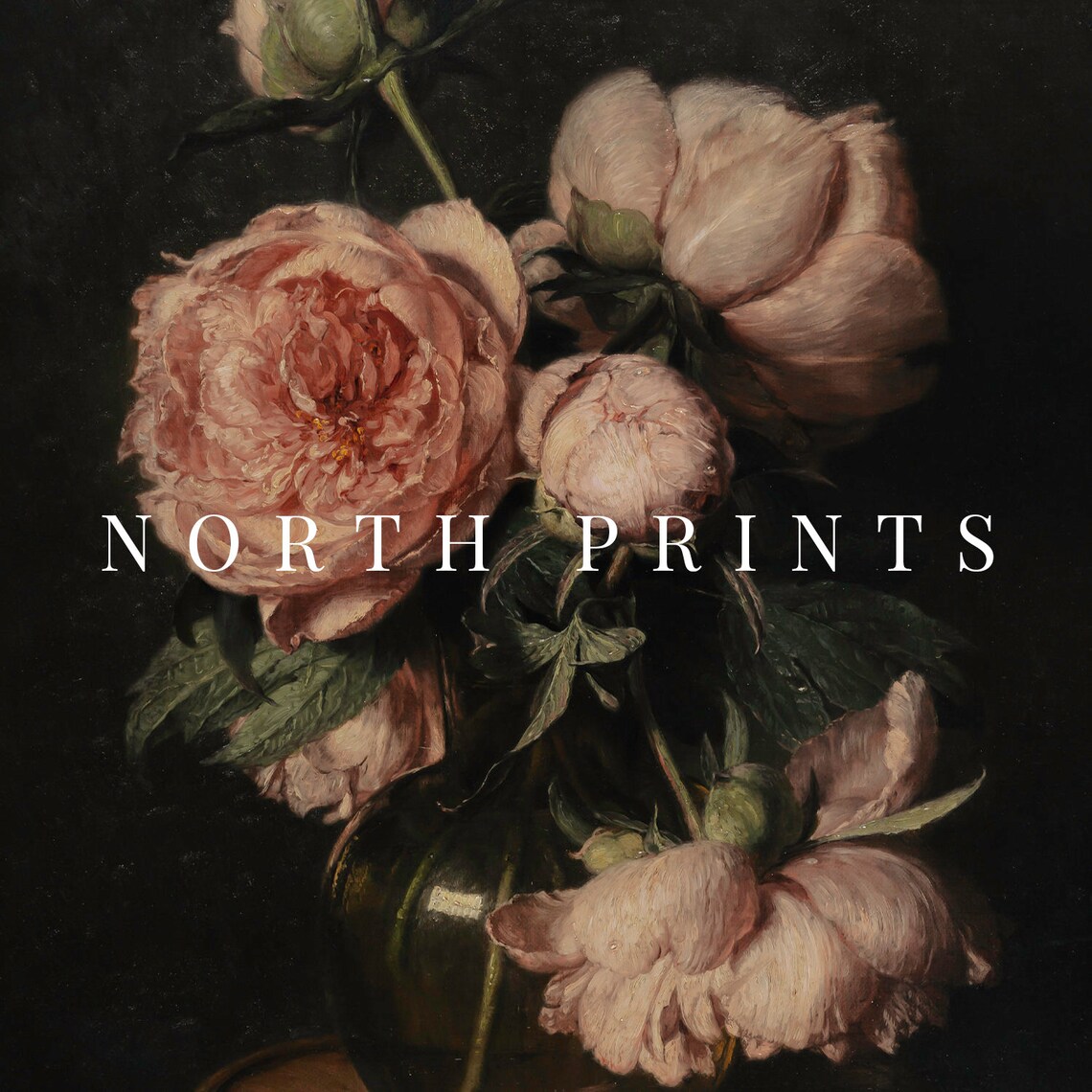 Moody Vintage Flower Print, Dark Floral Still Life - Image 2