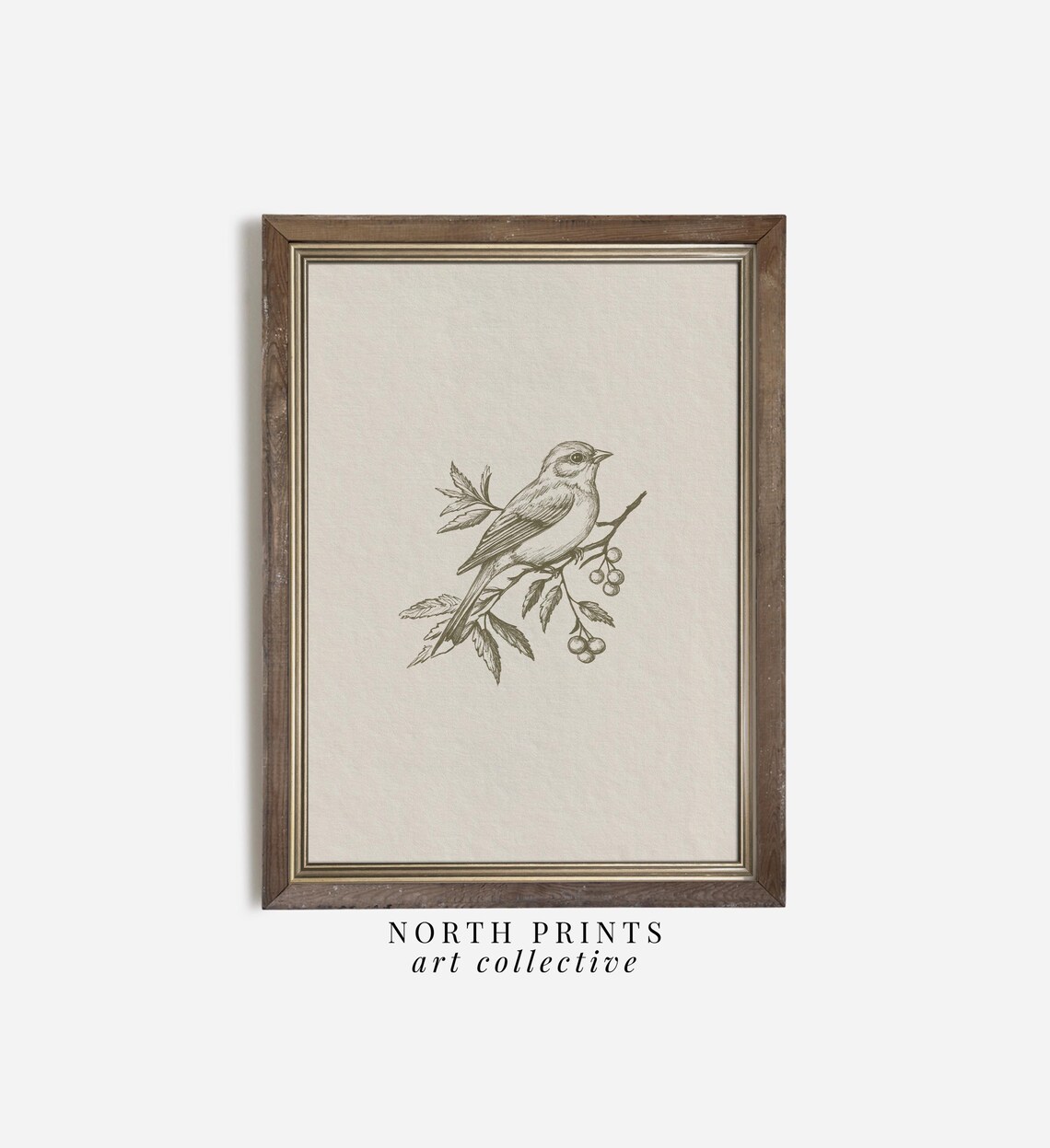 Neutral Bird Sketch Art Print, Minimalist Farmhouse