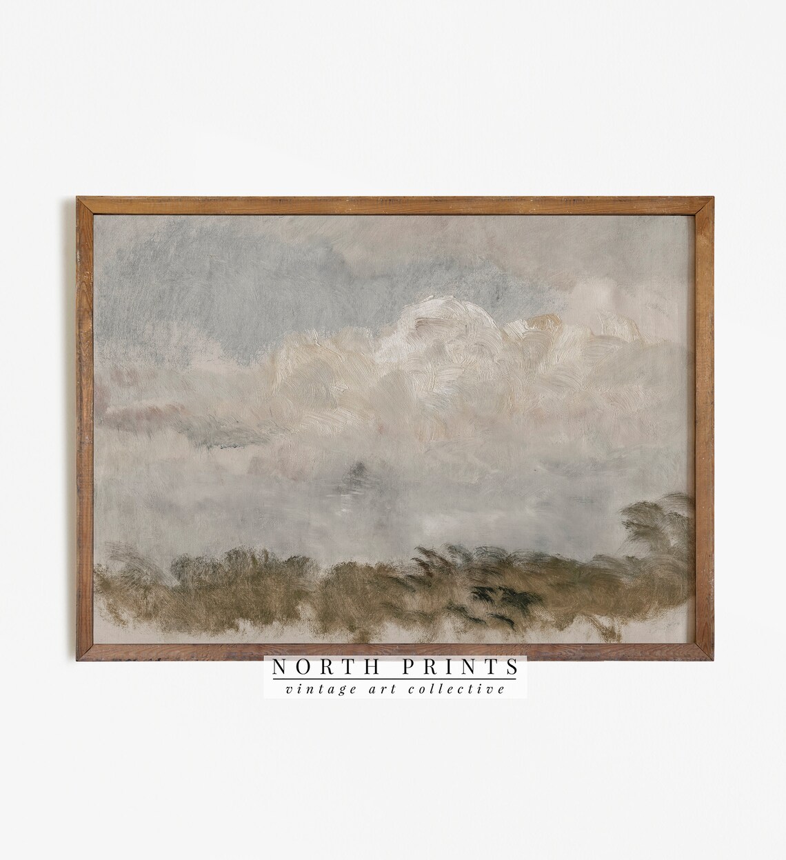 Vintage Cloud Painting, Neutral Country Farmhouse Art Print - Image 4
