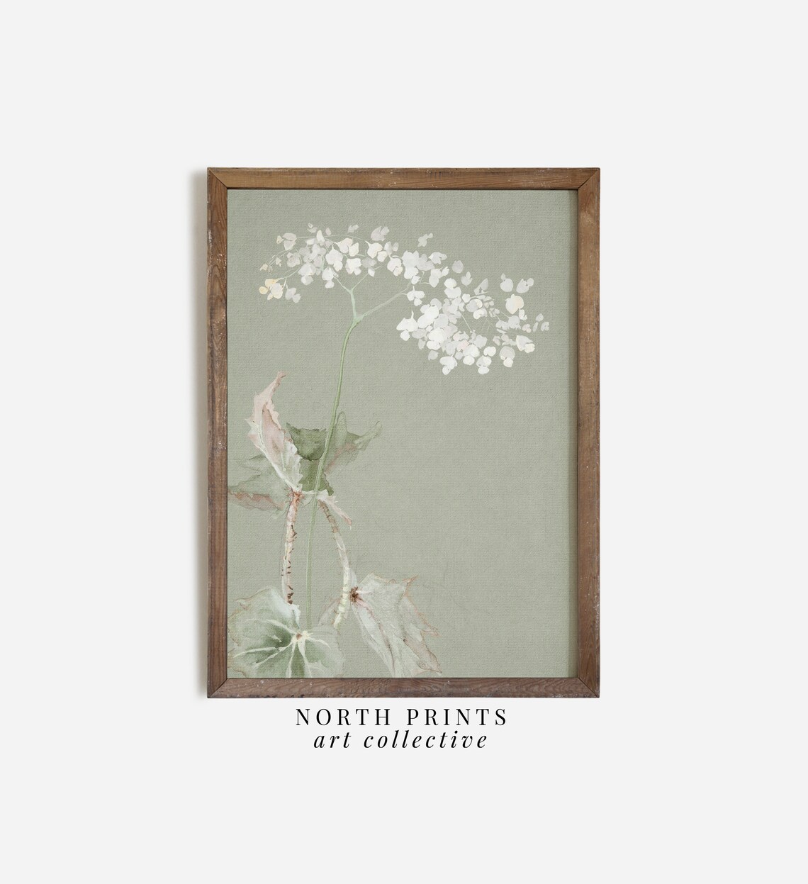 Sage Green White Blossom Botanical Painting Soft Floral Nursery Poster - Image 2