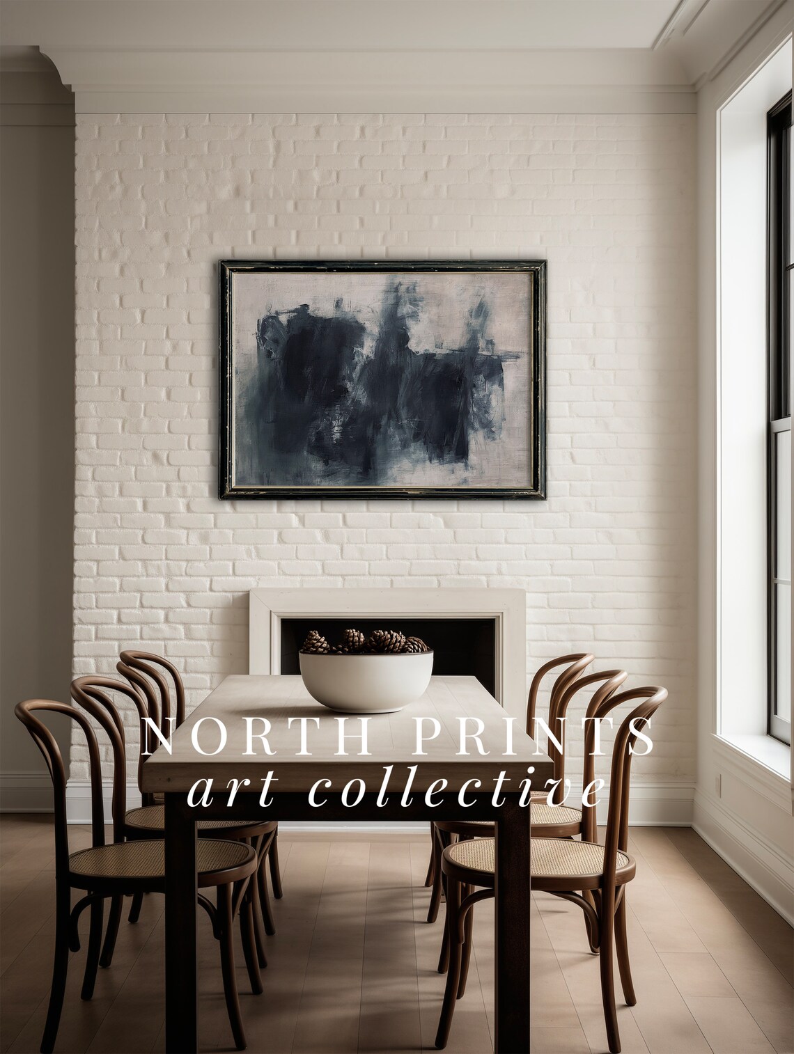 Blue Abstract Mid Century Modern Art Print - Image 2