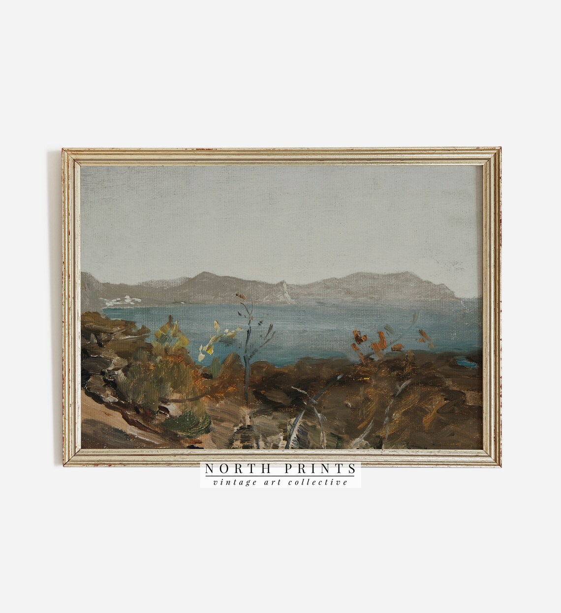 Rustic Lake Vintage Coastal Art Print, Antique Oil Style - Image 3