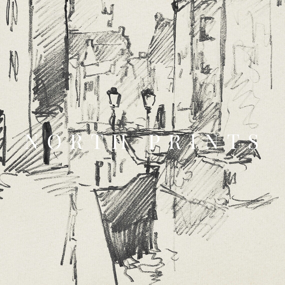 Vintage Amsterdam Cityscape Sketch Art Print - Image 4