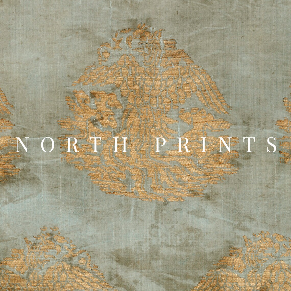 Antique Green Gold Tapestry, Vintage Art Print - Image 3