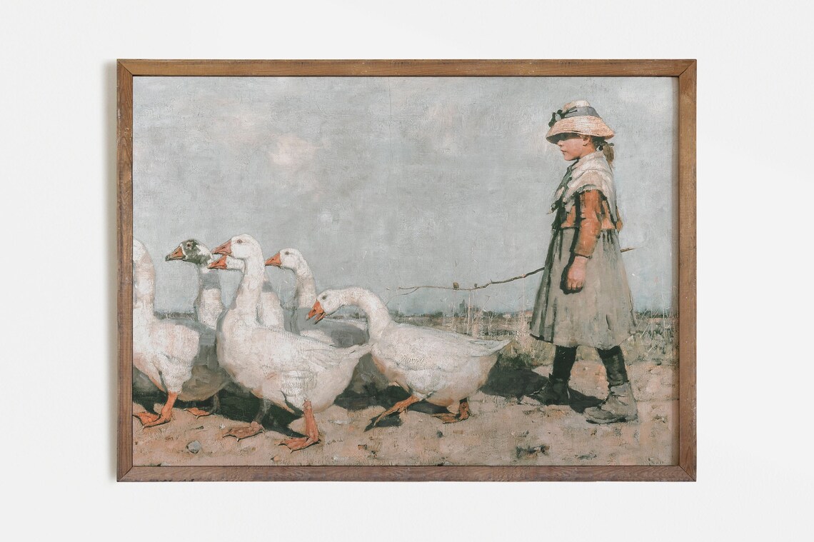 Vintage Nursery Painting Farmhouse Print