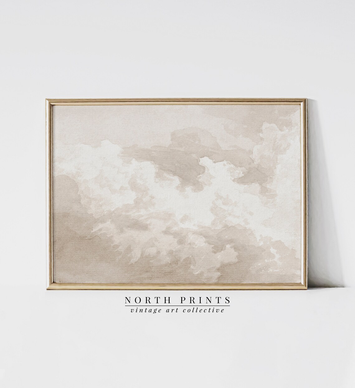 Clouds Vintage Modern Art Print, Neutral Tone