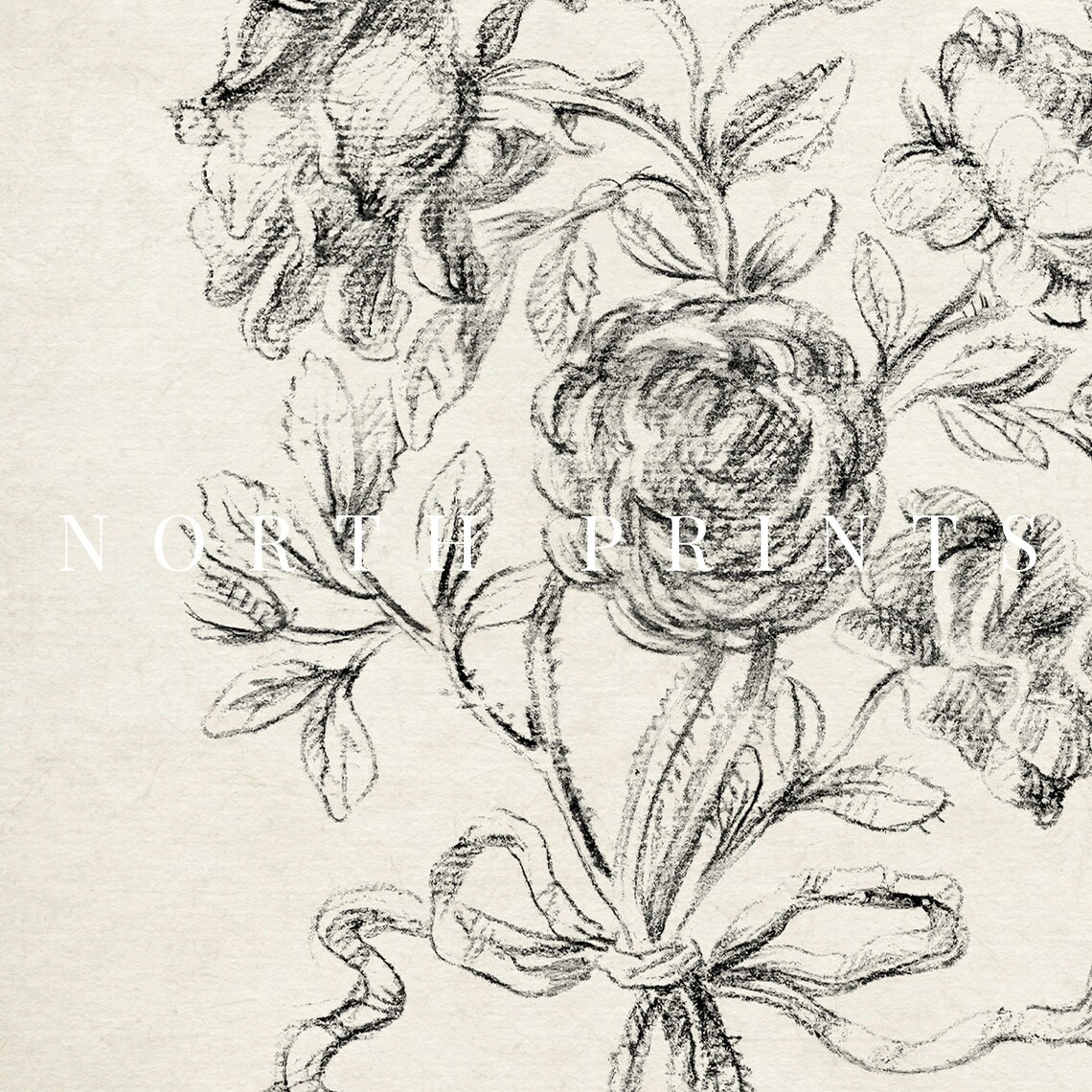 Victorian Rose Bouquet Sketch Art Print, Bedroom - Image 2