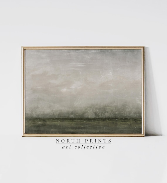 Moody Abstract Coastal Landscape Dark Neutral Storm Sea Sky Poster
