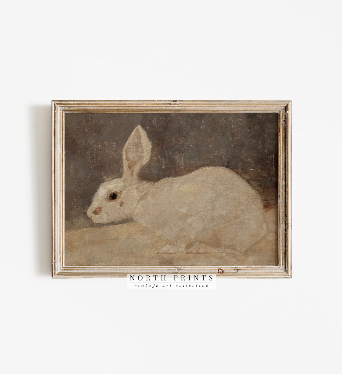 Vintage Rabbit Painting, Neutral Country Nursery Art Print - Image 3