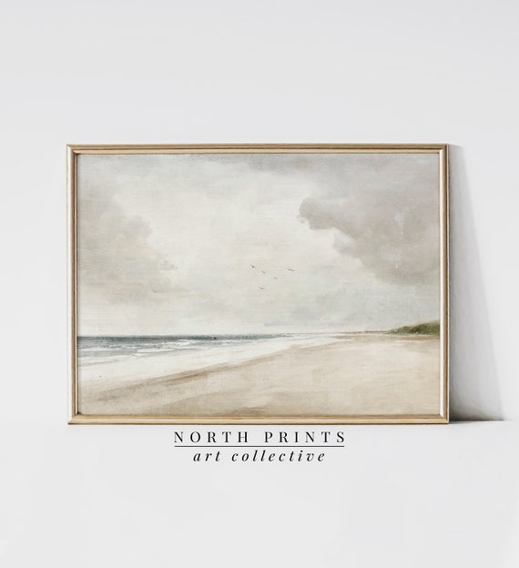 Muted Coastal Beach Neutral Painting Art Print
