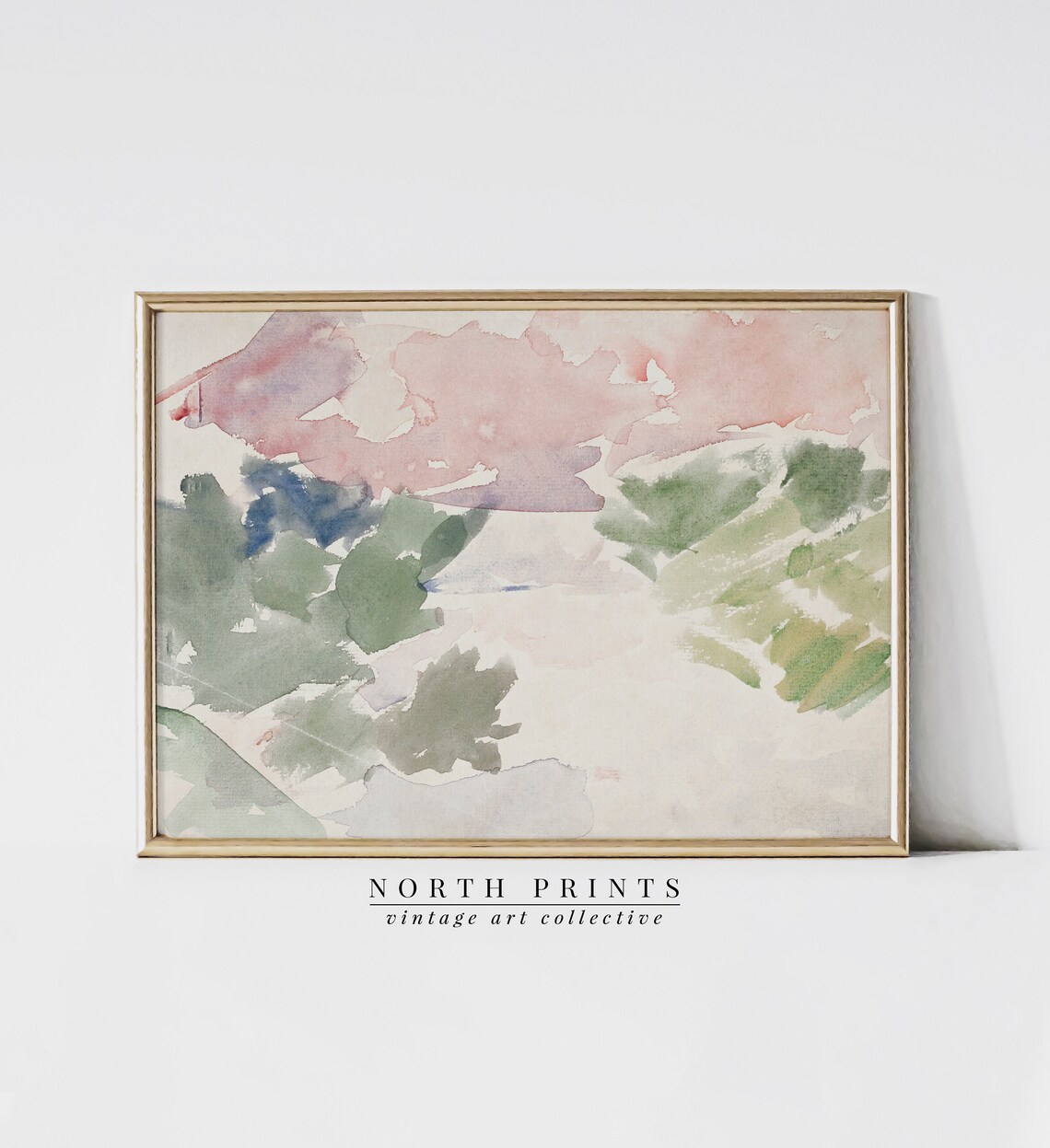 Spring Soft Muted Abstract Vintage Art Print