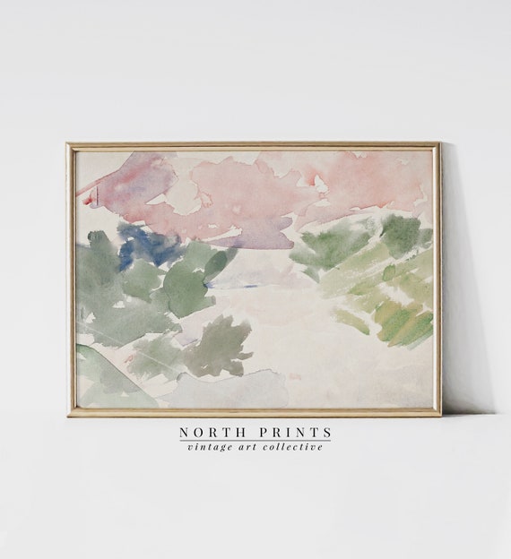 Spring Soft Muted Abstract Vintage Art Print