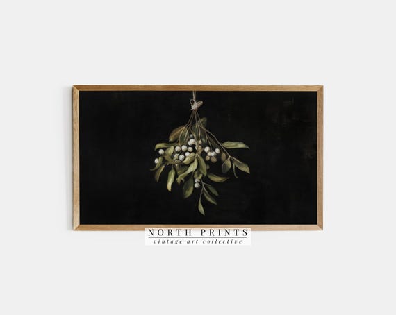 Mistletpe Holiday Christmas Art Print, Modern Farmhouse