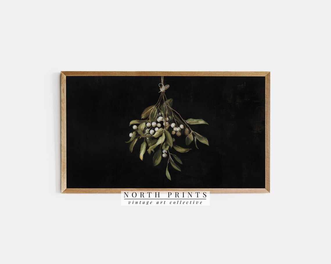 Mistletpe Holiday Christmas Art Print, Modern Farmhouse