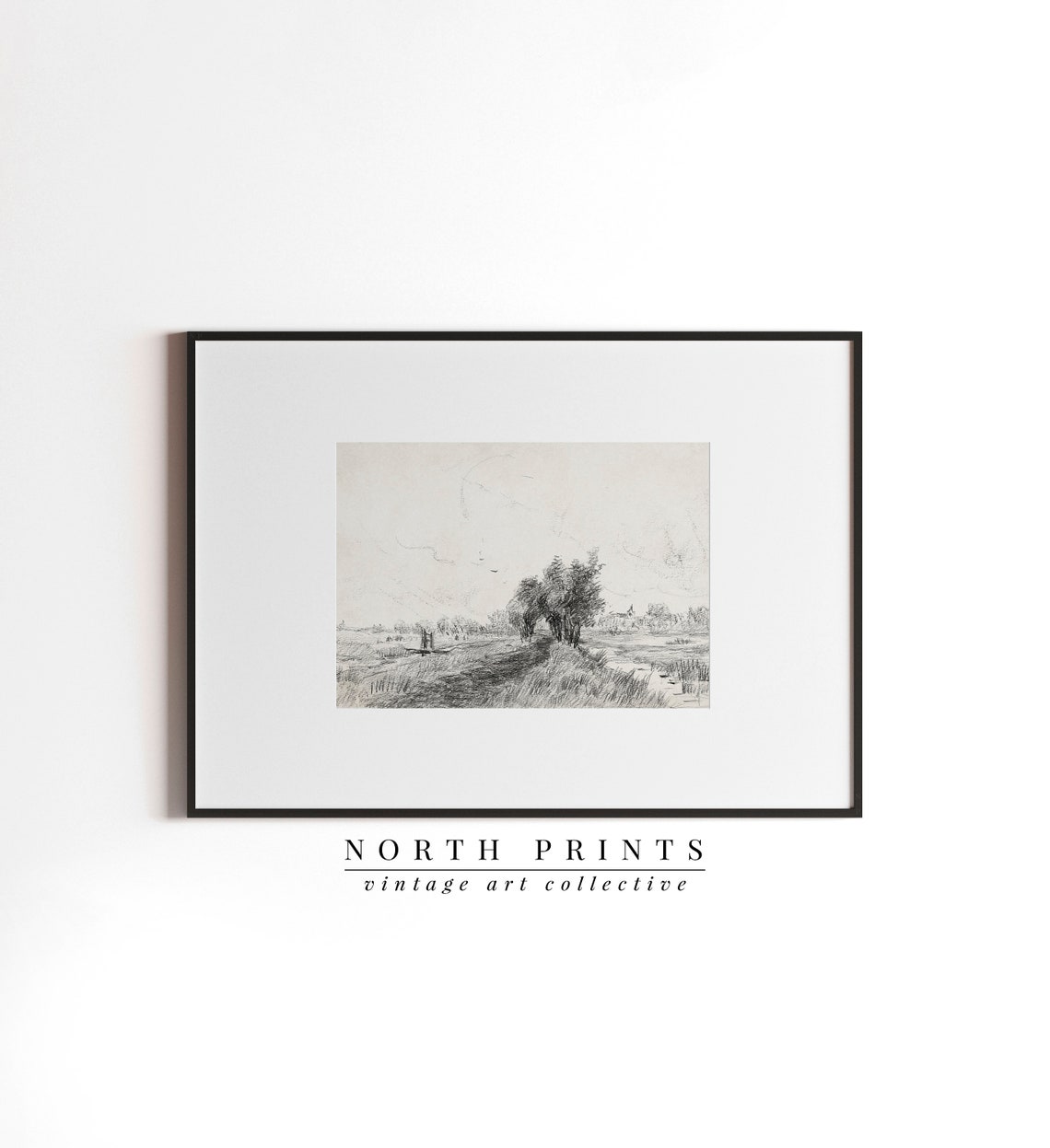 Neutral Vintage Print Art Simple Landscape Sketch North Prints Sk 308 - Image 2