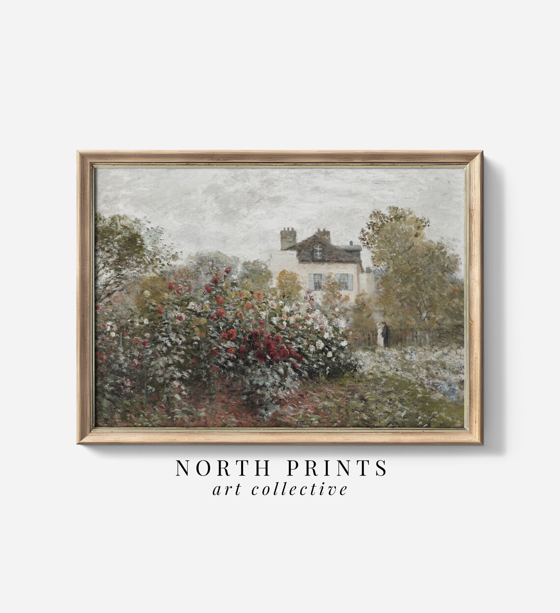 Cottage Rose Garden Country Landscape Art Print - Image 4