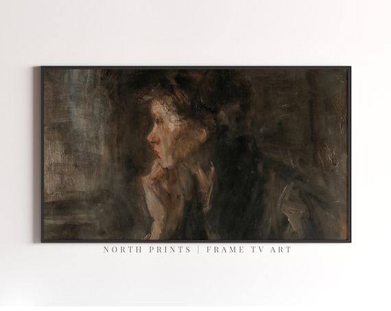 Vintage Moody Rustic Portrait Oil Painting Art Print