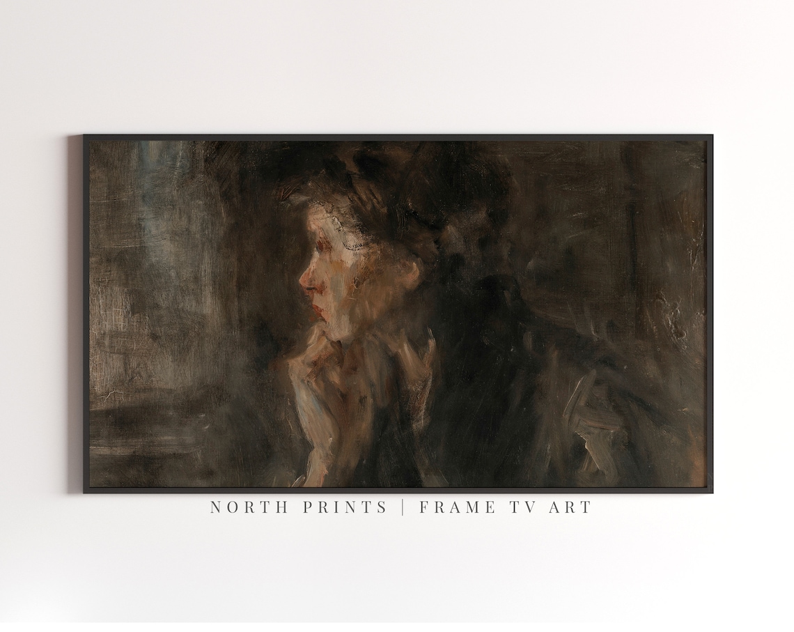 Vintage Moody Rustic Portrait Oil Painting Art Print