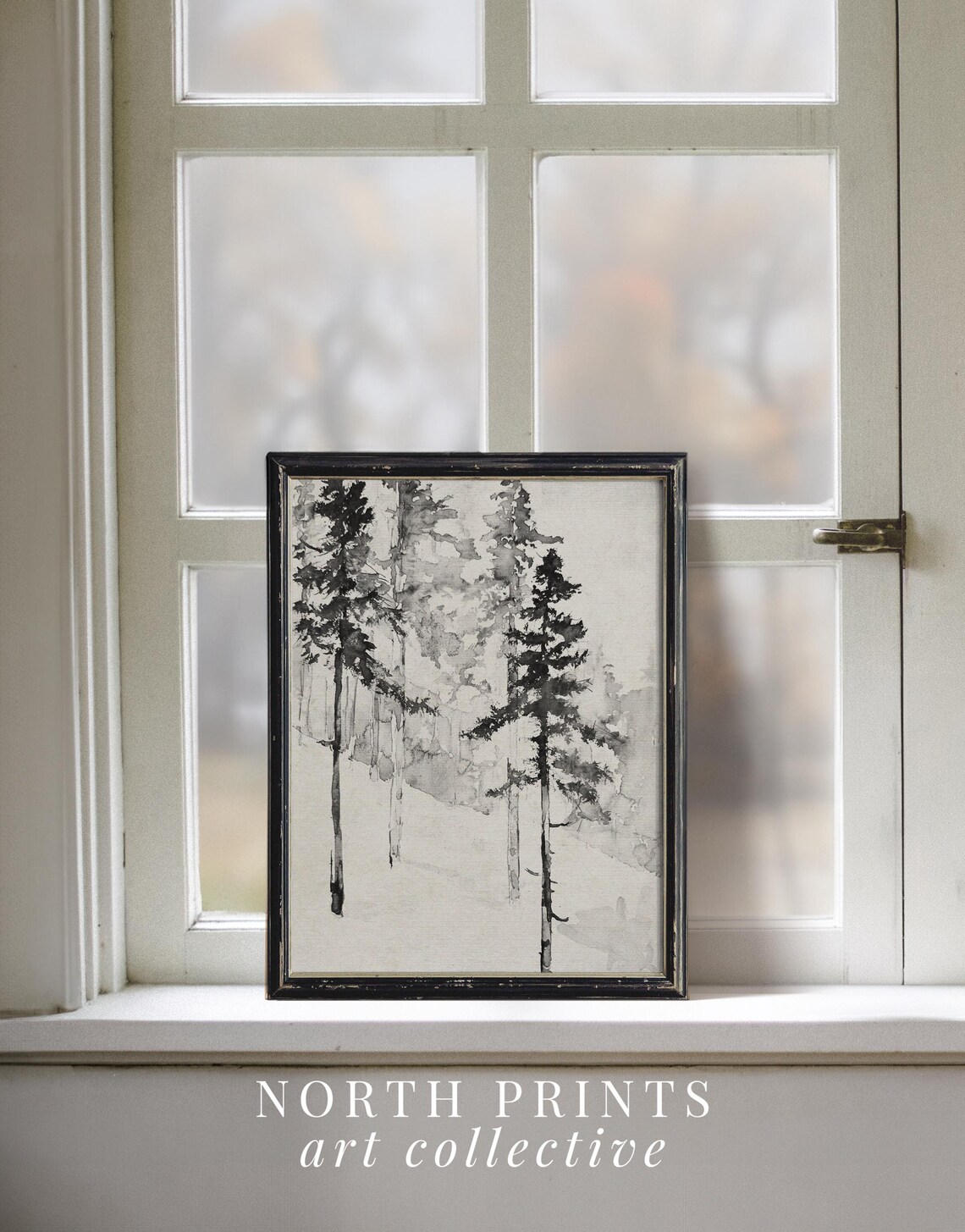 Neutral Winter Pine Tree Sketch, Minimalist Art Print - Image 4