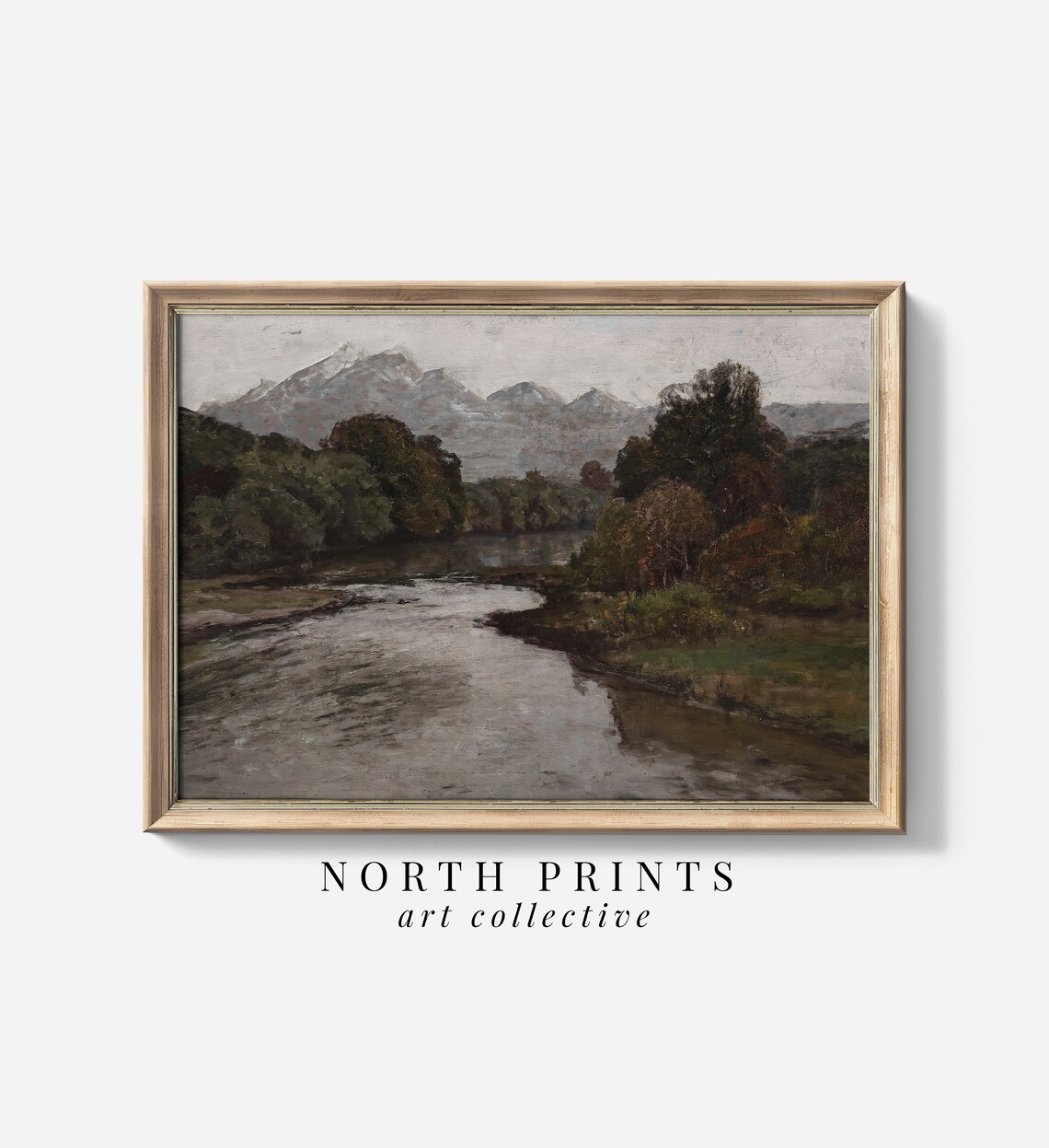 Rustic Moody Autumn River Landscape Art Print