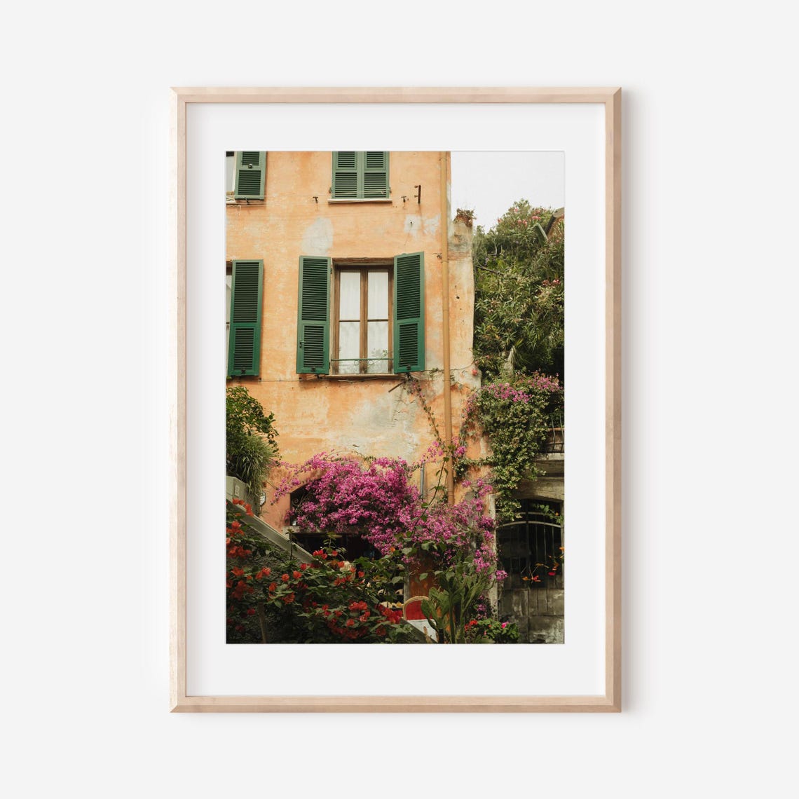 Mediterranean Villa Facade Wrapped in Pink Bougainvillea Poster