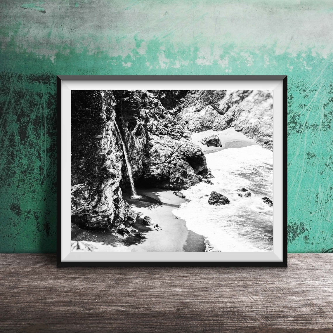 Big Sur Waterfall Falling to the Beach California Coast Poster - Image 2