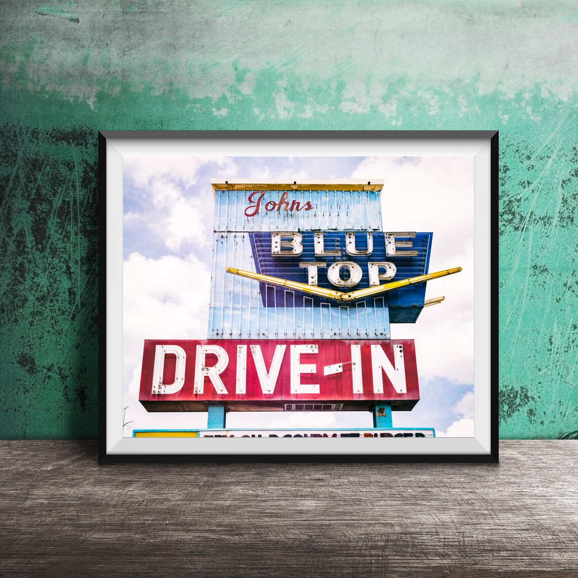 Johns Blue Top Drive-In Retro Neon Diner Sign Classic Photo Poster