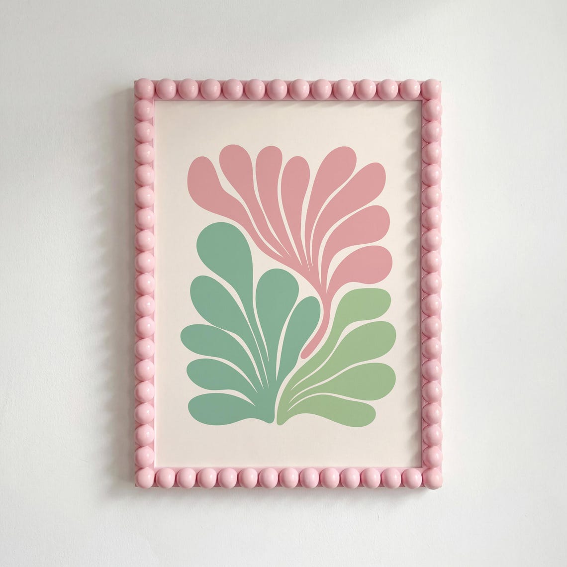 Abstract Botanical Print Pink Sage Green Danish Pastel Decor Boho Floral Poster Digital Download