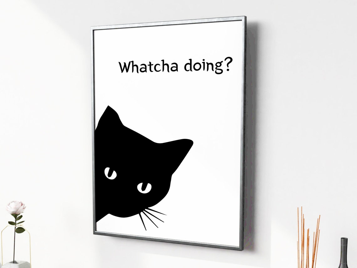 Black Cat Funny Minimalist Poster Print - Image 2