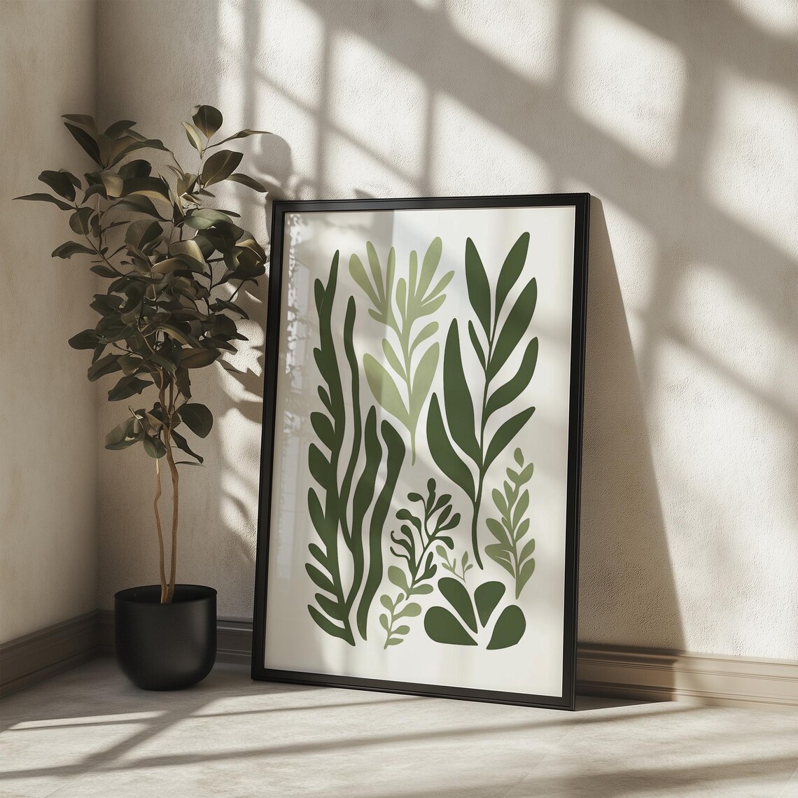 Botanical Matisse Inspired Print Nature Rolled Posters Sage Green Wall Art Boho Decor Abstract Painting Trendy Floral