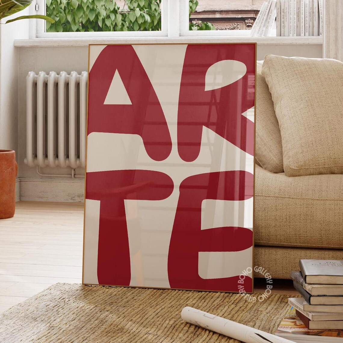 Arte Red Cream Bold Typography Poster Italian Retro Minimal Art
