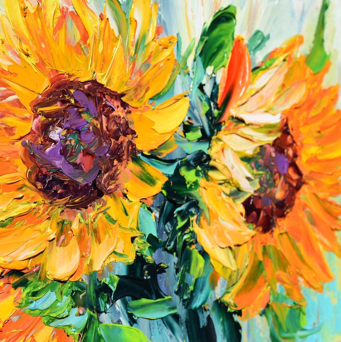 Sunflower Art Small Wall Art Flower Painting Orange Flowers Wildflowers Artwork Sunflower Artwork Impasto Oil Painting 3d Oil Painting Small - Image 4