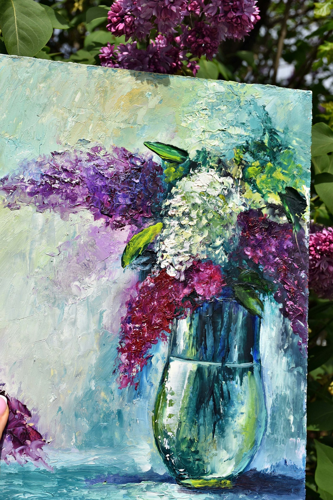 Lilac Painting Lilac Original Art Still Life Painting Floral Artwork Impasto Oil Painting Flower Art Purple Flowers Oil Lilac Oil Painting - Image 2