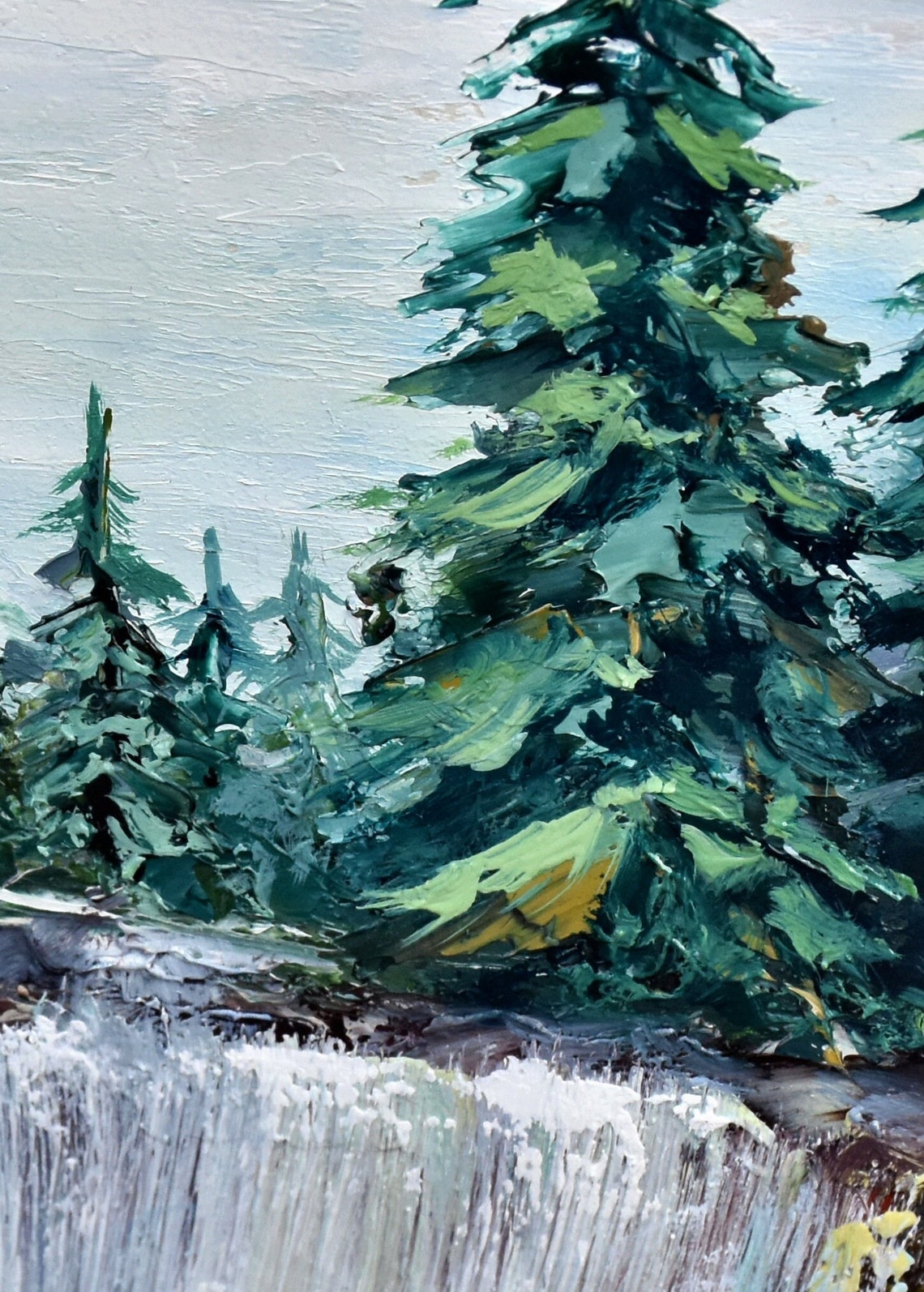 Mountain Waterfall Turquoise Pool Evergreen Forest Landscape Poster - Image 5