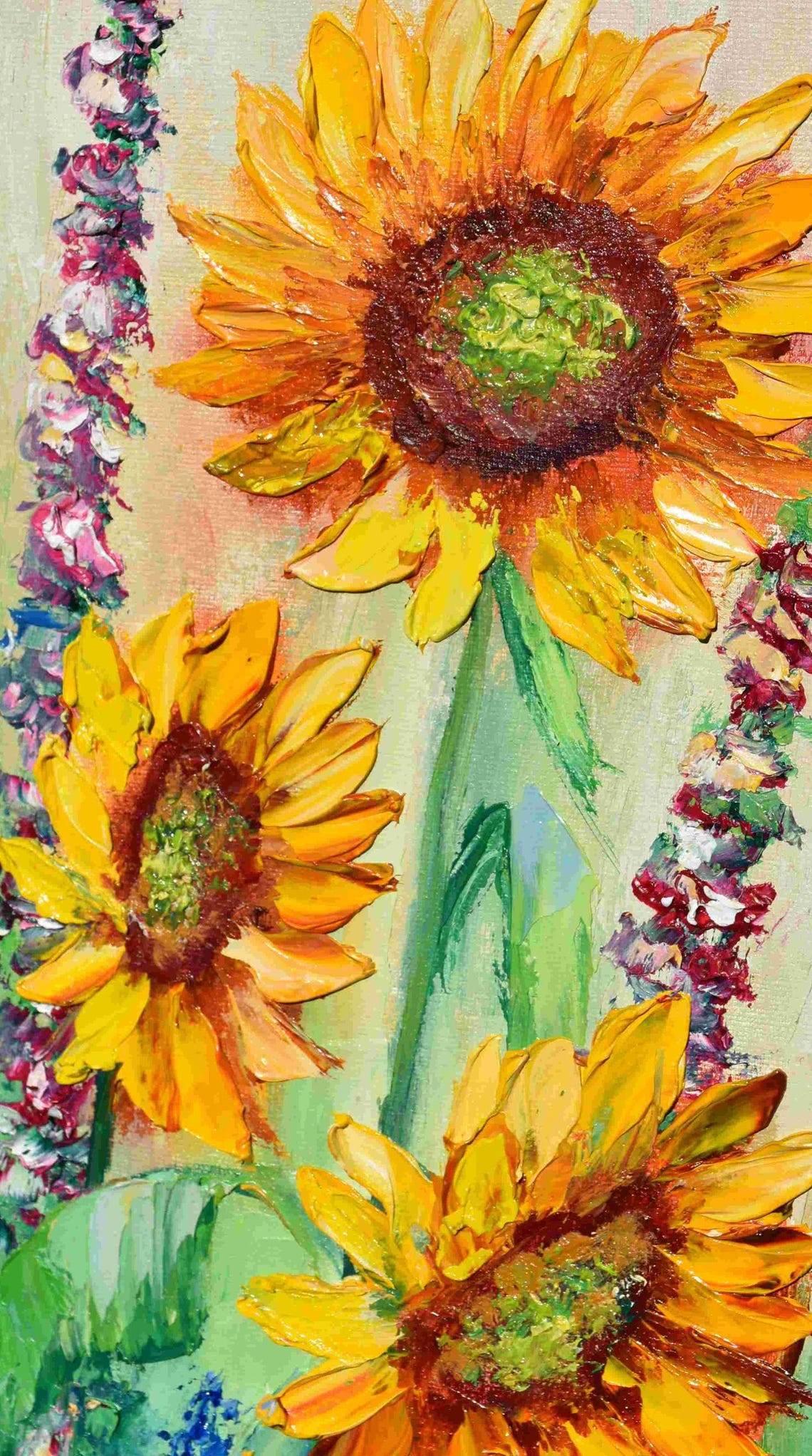 Sunflowers Painting Flowers Painting Impasto Painting Palette Knife Art Floral Artwork 3d Oil Painting Oil Art Yellow Flower Art Meadow - Image 5