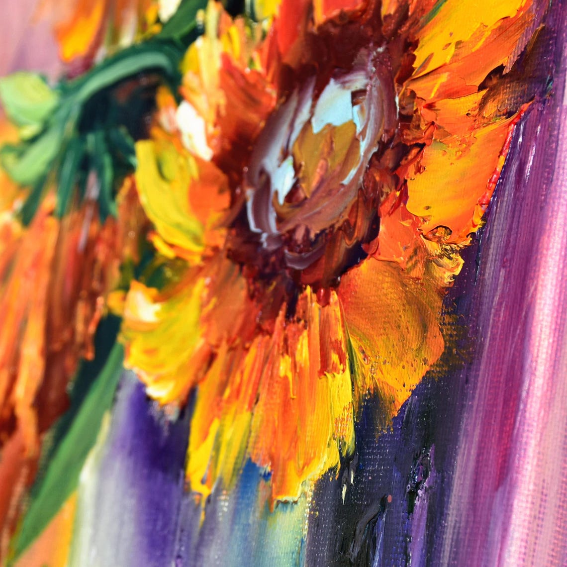 Sunflowers Oil Art Still Life Painting Sunflowers Painting Flower Oil Painting Sunflowers Flowers Art Sunflowers Vase Art Impasto Painting - Image 4