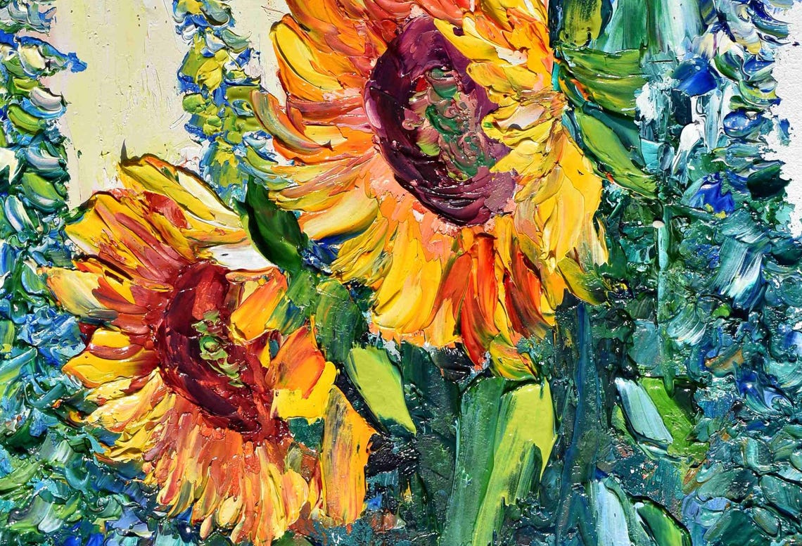 Oil Art Original Art Sunflower Art In Art Painting Floral Artwork Miniature Painting Impasto Painting Colorful Painting Small Oil Painting - Image 5