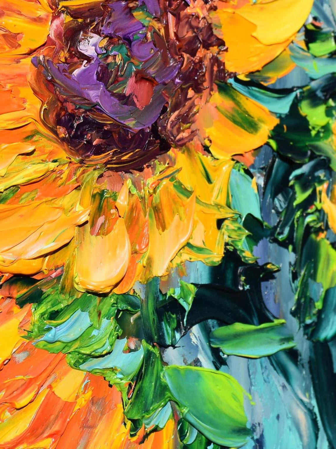 Sunflower Art Small Wall Art Flower Painting Orange Flowers Wildflowers Artwork Sunflower Artwork Impasto Oil Painting 3d Oil Painting Small - Image 2