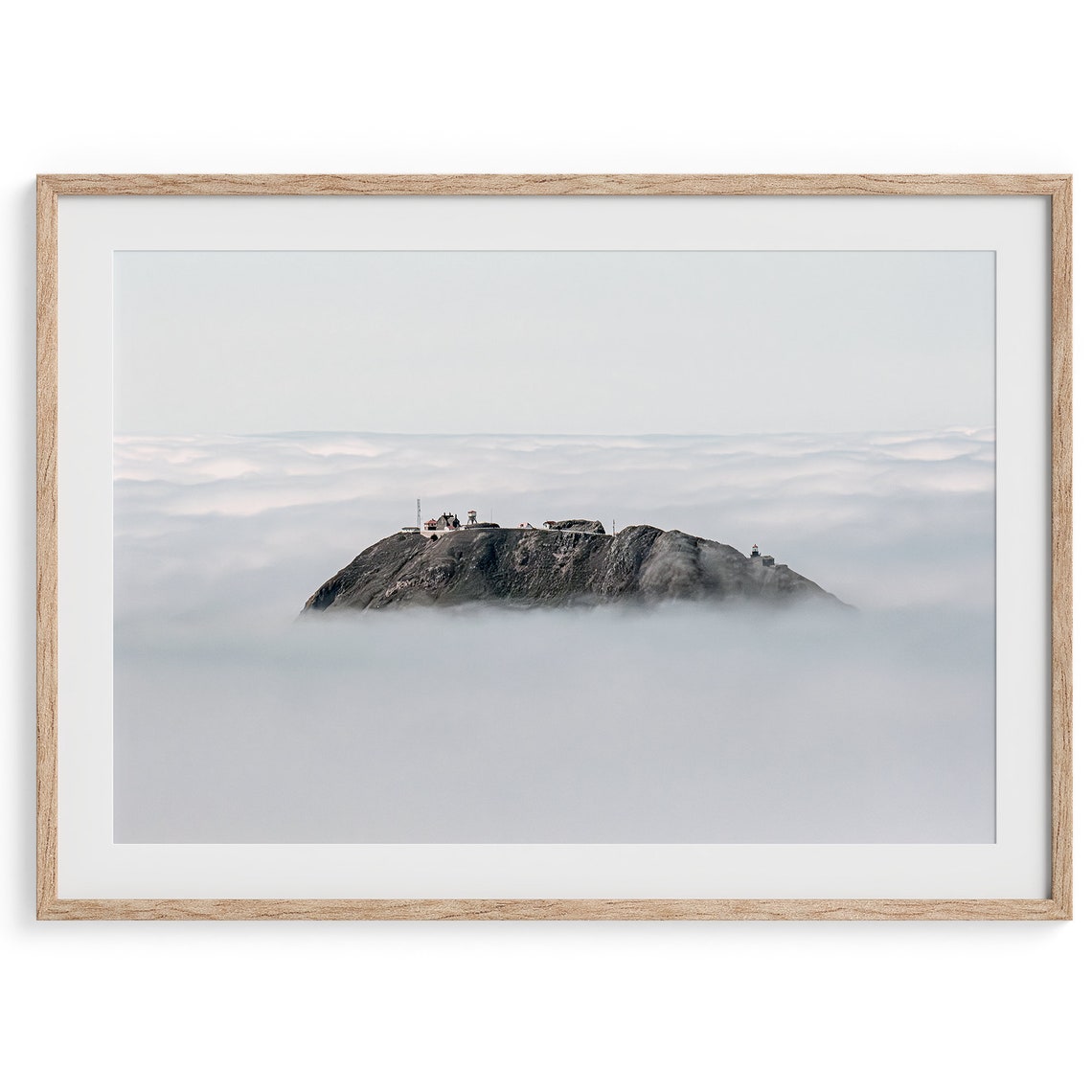 Alpine Mountain Peak Rising Above Sea Of Clouds Minimalist Poster
