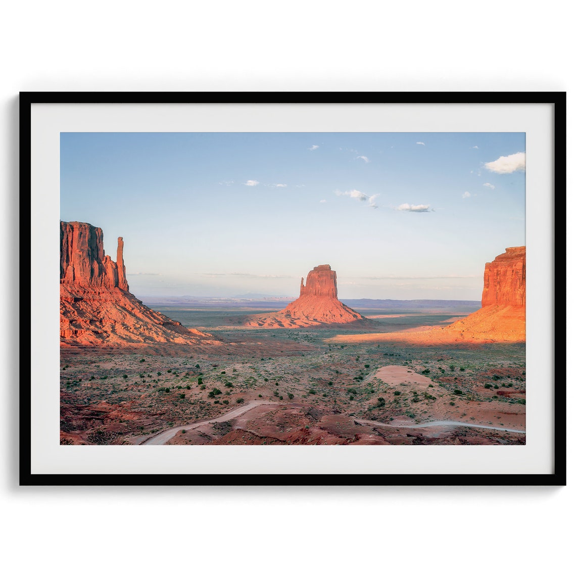 Monument Valley Red Rock Buttes Golden Light Desert Skyline Poster