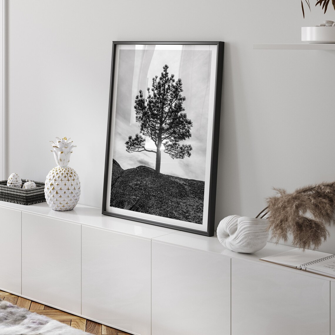 Western Black And White Tree Print Extra Large Minimalist Tree Wall Art Western Nature Artwork For Home Or Office Decor - Image 2
